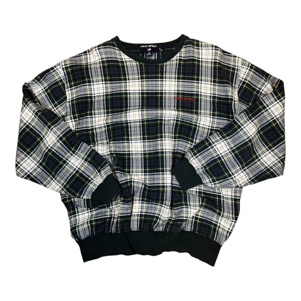 Vintage Polo Sport Plaid Sweatshirt - XL (27" x 27")